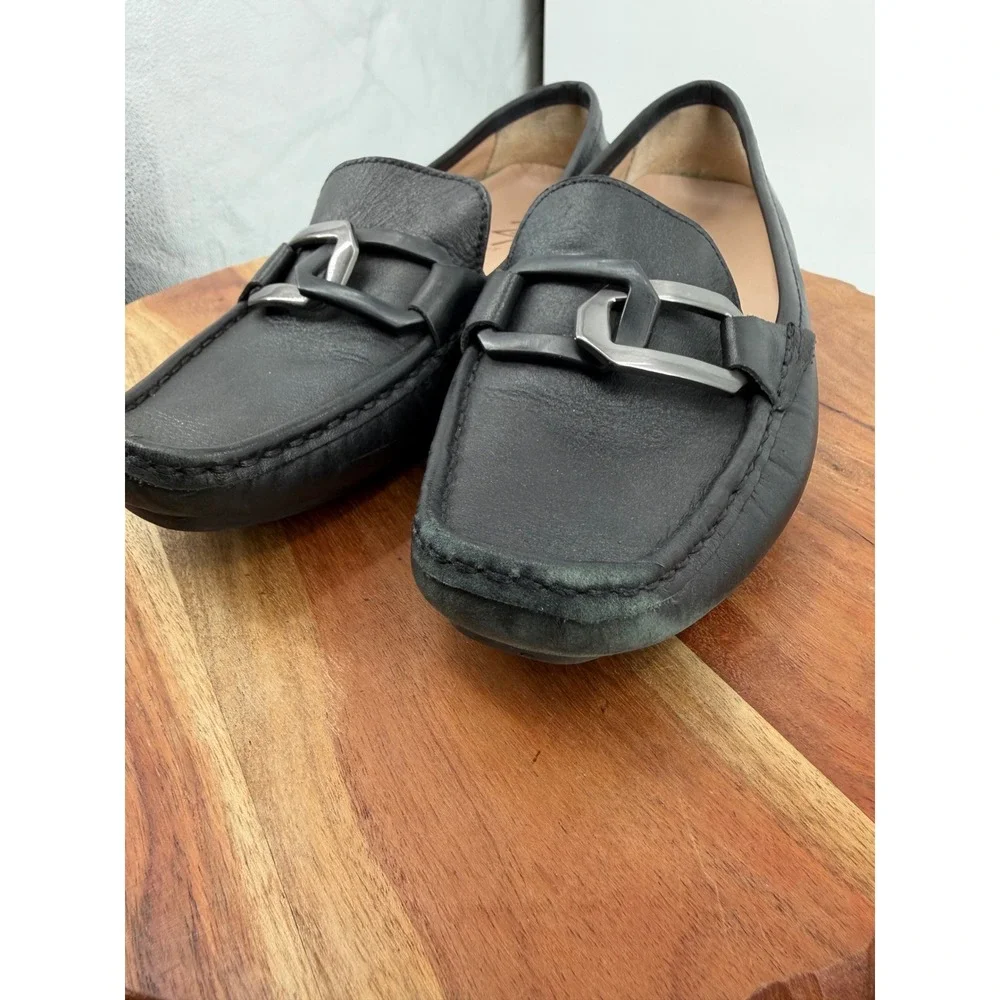 Naturalizer 27 Edit Hellen 2 Loafers Womens 6.5M Black Leather Chain‎ Link Flats
